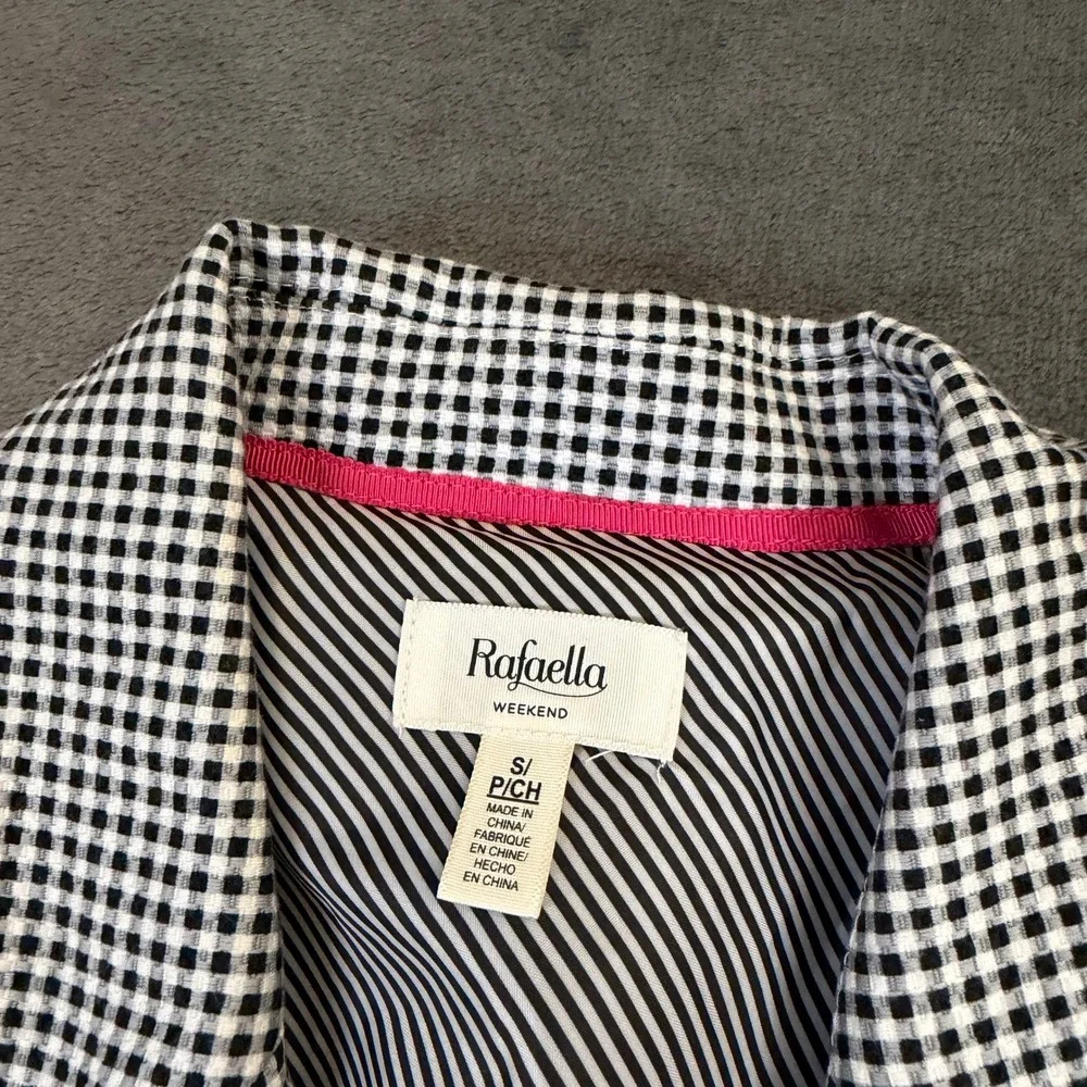 Rafaella Weekend Blazer Womens Small Black Gingham Single Button Stretch - Picture 2 of 11